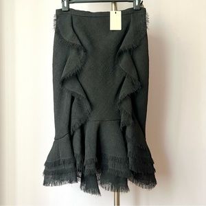 Jason Wu NWT Textured Ruffle Mermaid Black Midi Skirt